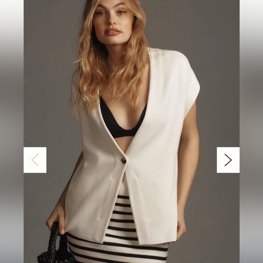 Anthropologie Maeve Oversized Muscle Sweater Vest ivory